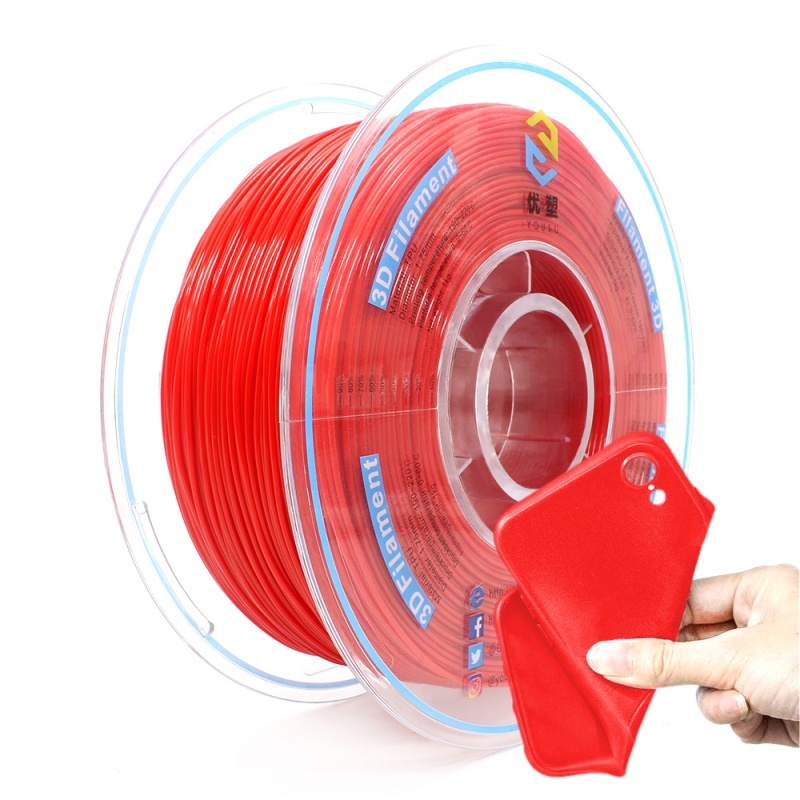 
                Flexible Filament TPU 95A 1.75mm Elastic 3D Printing Material Red TPU Filament
    
