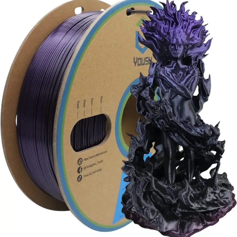 
                Factory Wholesale Dual Color Black to Purple PLA Filaments 1.75mm
            