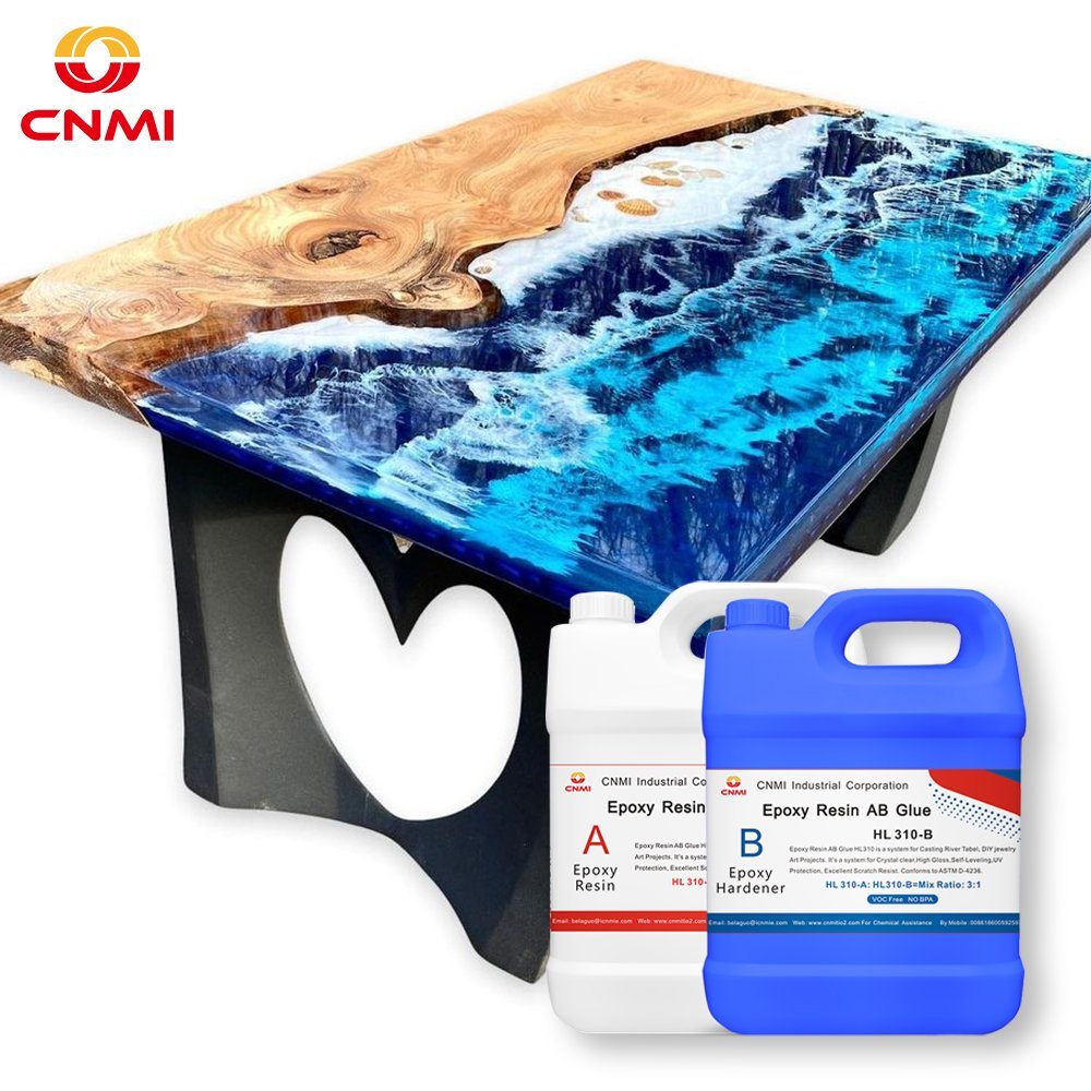 
                CNMI 2 Parts Clear Liquid Epoxy Resin for Deep Pouring River Table Resin AB Glue Pu