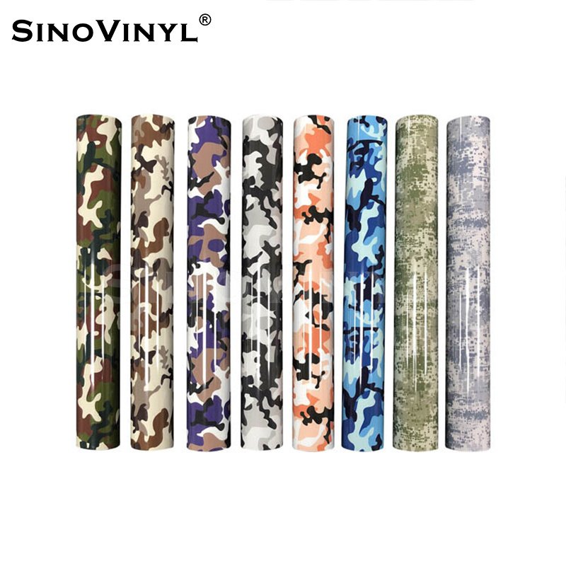 
                SINOVINYL Camouflage  Vinyl Rolls Assorted HTV Bundle Permanent Adhesive Transfer V
